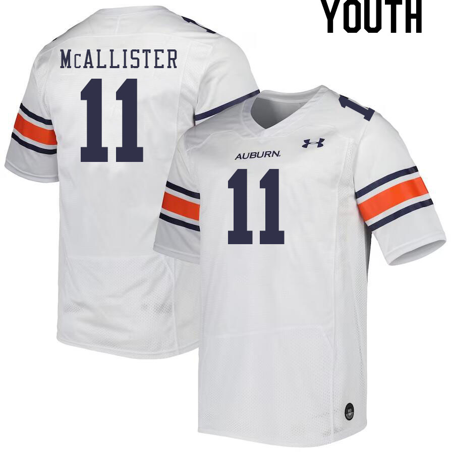Youth #11 Elijah McAllister Auburn Tigers College Football Jerseys Stitched-White